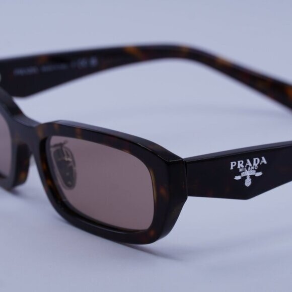 Prada PRB06SF 17N60B Sunglasses Root Havana Rectangle Frame, Light Brown Lenses - Picture 9 of 11